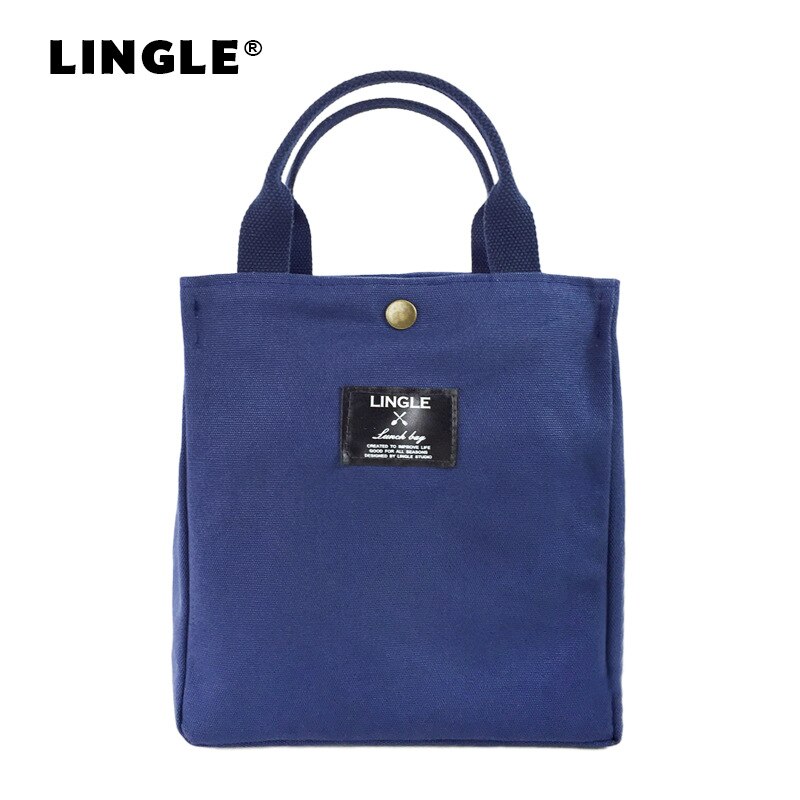Bento lunchbox tas met lunch draagbare lunch canvas eco tas kantoormedewerker handtas student kleine lunchbox tas: Blauw