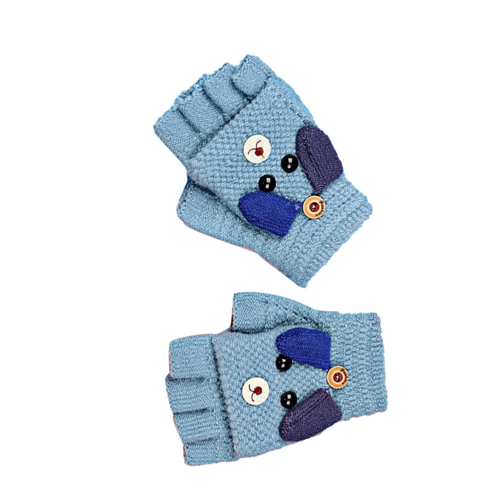 Dedo cálido de dibujos animados para niños, 1 par, invierno, azul