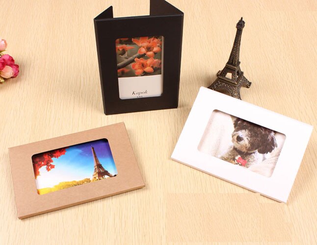 10pcs Kraft Paper Frame White Black Kraft Paper Postcard Box With Window Foldable Photo Box Frame DIY Picture Album Envelope
