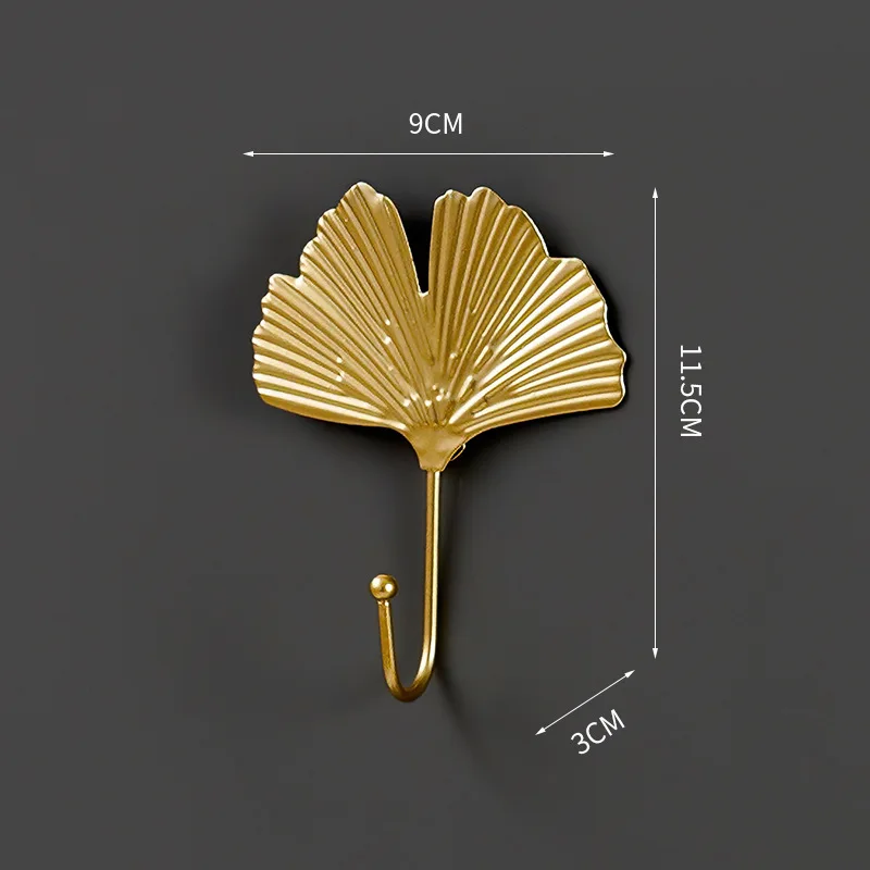 Ganchos de Metal con forma de hoja dorada, colgador de pared, estante de almacenamiento colgante para toallas, ropa, decoración del hogar y el baño, organizador, ganchos de pared, 1 ud.: Gris claro
