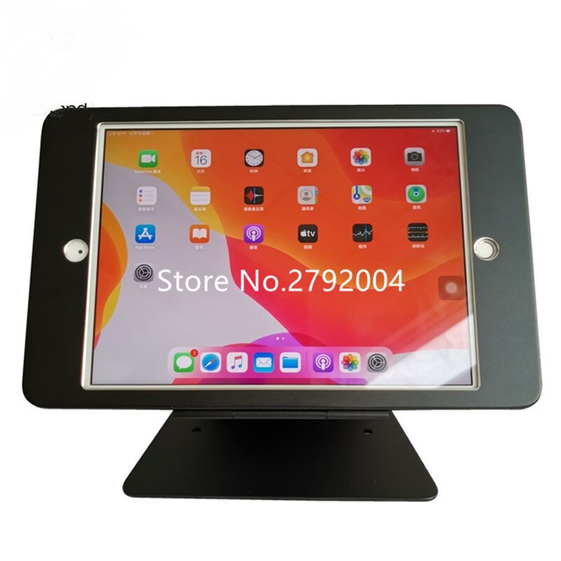 for ipad 10.2" 7th Gen desktop kiosk/ security display at hotel or bank / lock metal frame stand on table screw on countertop