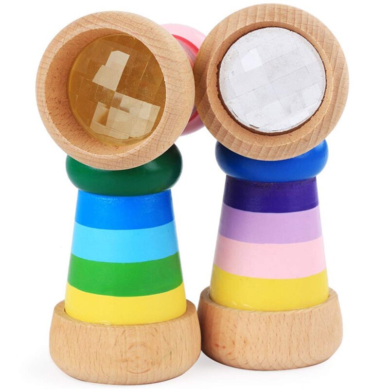 Mini kaléidoscope arc-en-ciel jouets en bois mignon abeille magique effet oeil polygone prisme enfants jouet