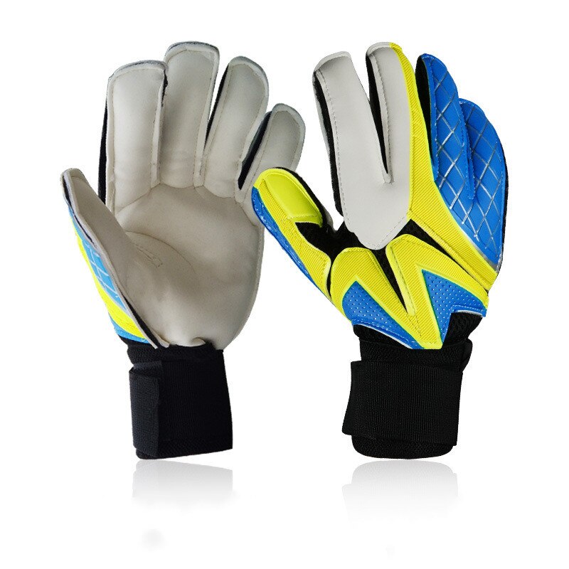 Anti-slip Goalkeeper Gloves with Finger Protection Rods Soccer Thickened Latex Football Goalie Gloves: blue white / size 6