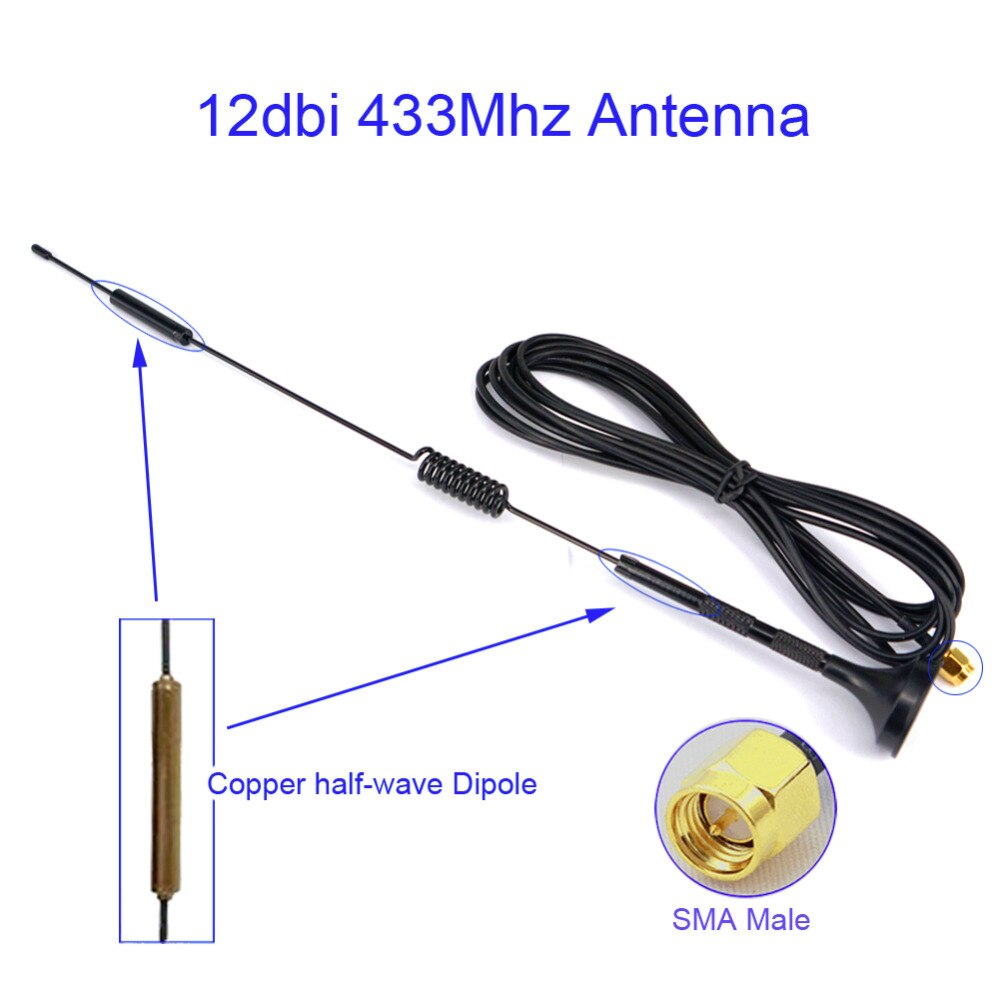 1 sett 12 dbi 433 mhz antenne sma hann booster+en rf-kontakt adapter sma hunn til  ts9 crc 9 n f bnc tnc tv hann hunn