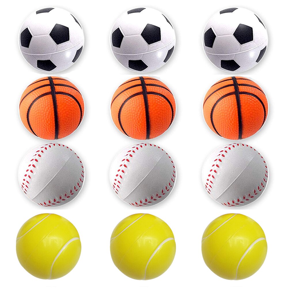 Stress Relief Hand Honkbal Basketbal Tennis Oefening Zachte Elastische Squuze Rubberen Ballen Voor Kid Angst Relief Bal J75: Colorful