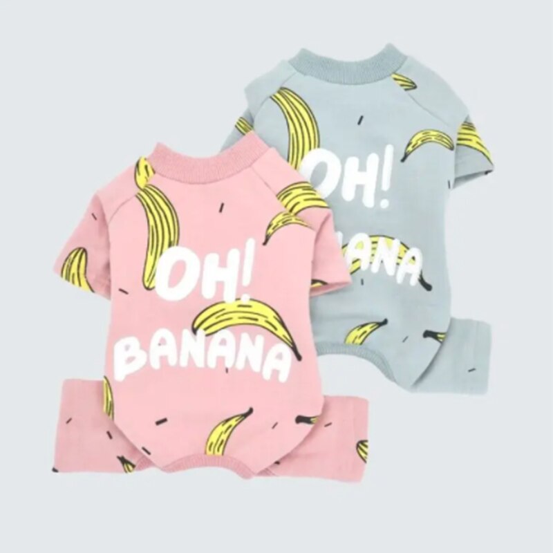 Banana Print Hond Vier Been Kleding Voor Honden Pyjama Winter Hond Jas Franse Bulldog Kleding Voor Honden Kostuum Puppy pet Outfit