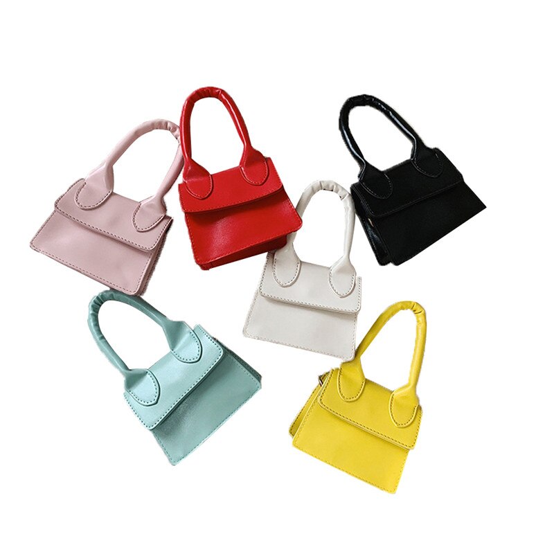 Newest Simple Flap Shoulder Pu Leather Bags For Girls Pure Color Mini Messenger Chest Bags Kids Girls Cross Body Handbags