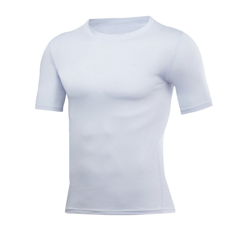 Männer kurzarm outdoor eng anliegende sportswear einfarbig stretch Schnell trocknend engen laufen fitness bodenbildung kurz-sleev: M / white