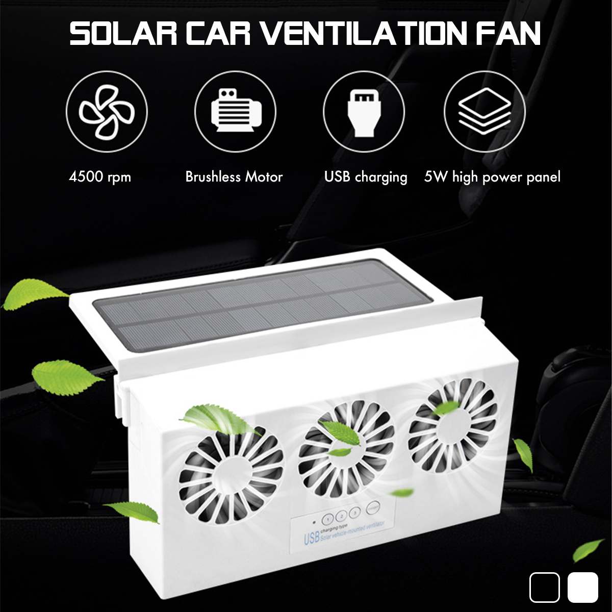 3 Fans Solar Powered Car Cooler Front/Rear Window Radiator Exhaust Fan Auto Air Vent Fan Ventilation Radiator Cooling System