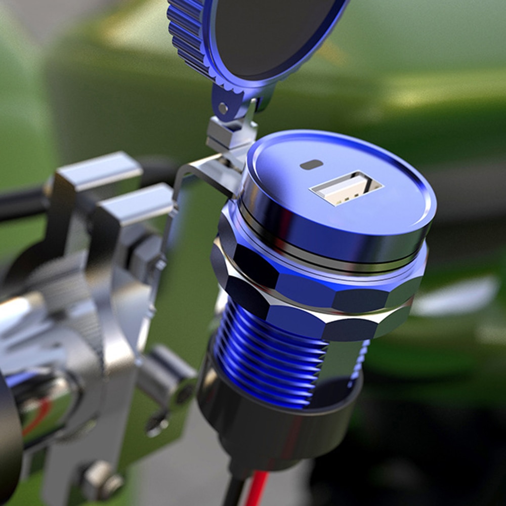 Motorcykelstyr vandtæt usb-oplader 12-24v 2a med kompas til mobiltelefonoplader aluminiumslegering