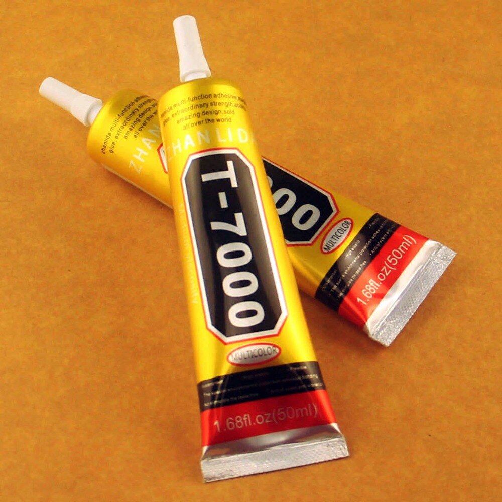 , 20 unidades de pegamento negro de 50ml T7000, resina epoxi adhesiva multiusos para manualidades, pantalla táctil de cristal, T-7000 para teléfono móvil