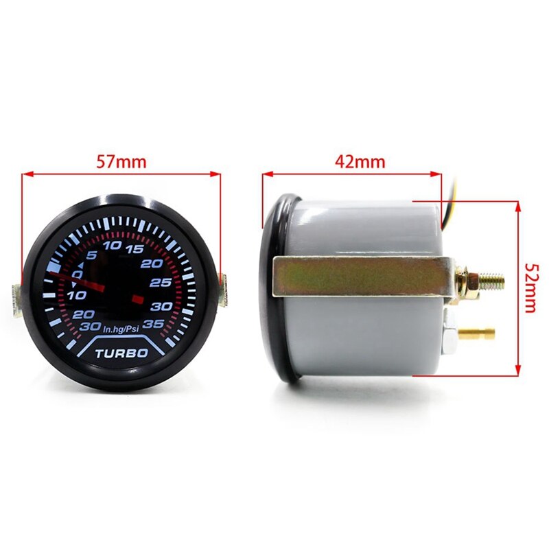 Universal Car 2 inch 52mm LED PSI Turbo Boost Gauge Pressure Vacuum Smoked Face Fast