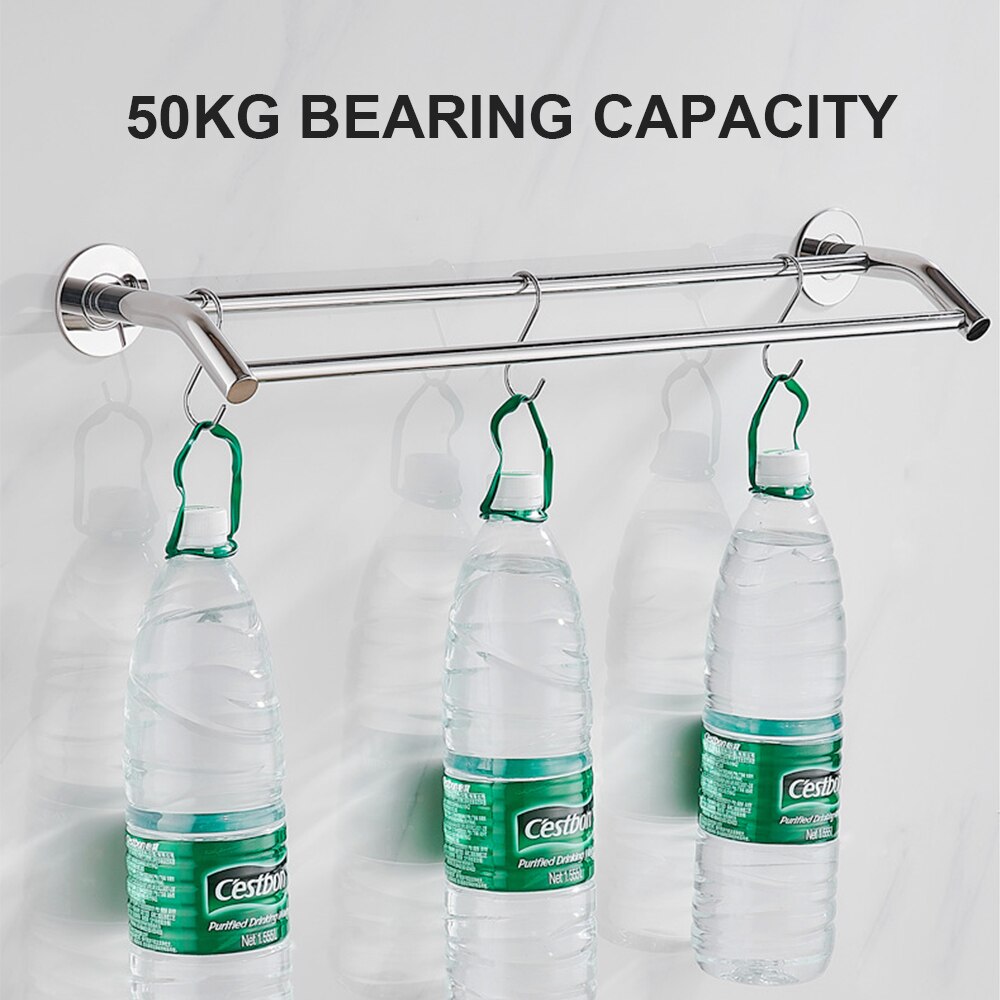 Bathroom Wall Mounted Towel Rack Double Towel Holder Rail Stainless Steel Storage Rack Kitchen Organizer Bathroom Accessories