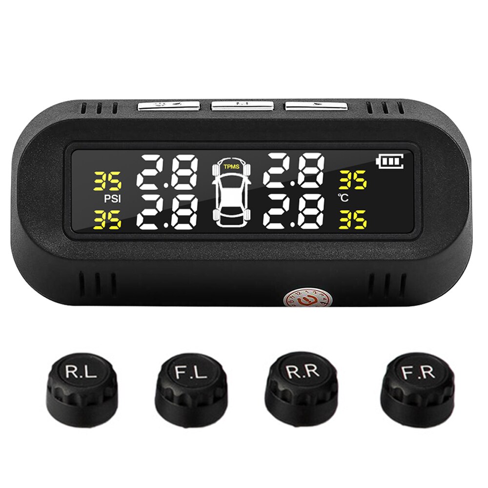 Sensor de presión de neumáticos TPMS para coche, carga Solar USB, sistema de monitoreo Psi, herramienta de alarma de seguridad para neumáticos, sensores de presión para neumáticos en tiempo Real presion neumaticos: B External sensors