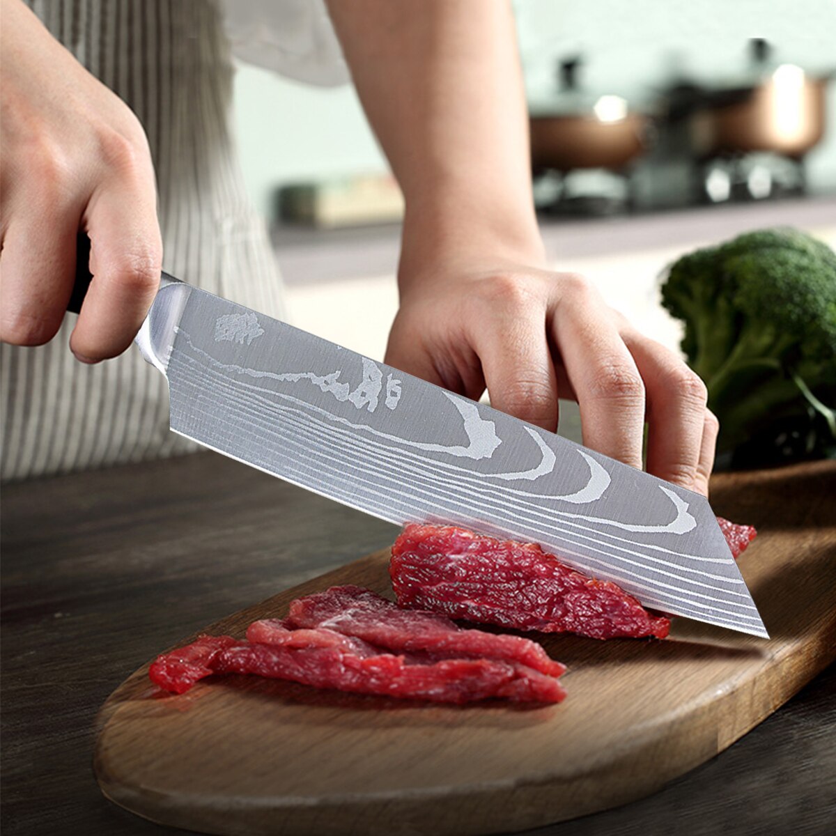 Chef Knife 8Inch Damascus Chef Knife Japanese Knife Stainless Steel Kitchen Tool Santoku Meat Cleaver Kitchen Knife