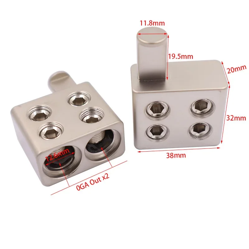 1 paire de séparateur Audio de voiture, Terminal d'alimentation, amplificateur Audio double calibre 1/0 à calibre 1/0, réducteurs d'entrée d'ampli, décharge: Rouge