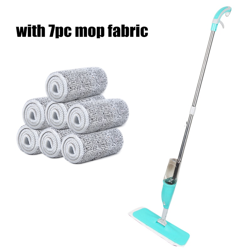 Spray Mop Magic Clean Mop Windows Wooden Floor Ceramic Tile Automatic Home kitchen Bathroom Cleaning Tools Household: Blue-7cloth