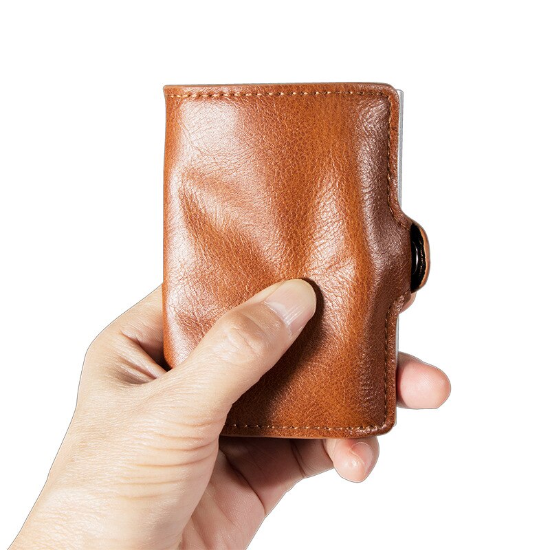 SEEKRID – porte-cartes en cuir souple, blocage RFID, porte-cartes de crédit en métal en aluminium, étui mince pour cartes, Mini portefeuille avec poche