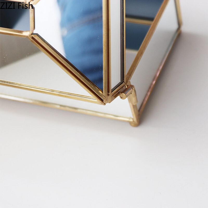Modern Style Mirror Glass Tissue Box Plating Process Tissue Storage Box Household Desktop Decoration Tissue Box