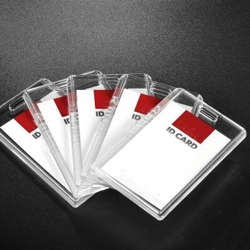 10 Pcs/lot Vertical Acrylic Badge Holder Double Card ID Transparent Name Card Case with Lanyards Company Office Supply
