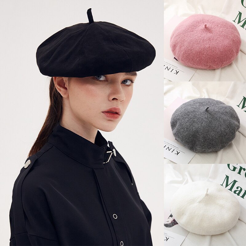 Hat Sell Cheap Women Wool Solid Color Beret Female Bonnet Caps Winter All Matched Warm Walking Hat Cap