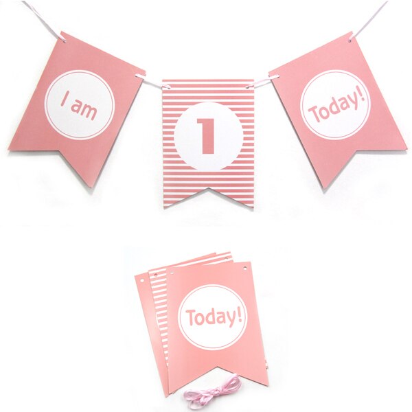 1Set "Ik Ben 1 Vandaag" Roze/Blauw Papier Banner Garland Baby Jongen Meisje Voor Mijn Eerste baby Douche Een Jaar Verjaardagsfeestje Decoratie: Pink