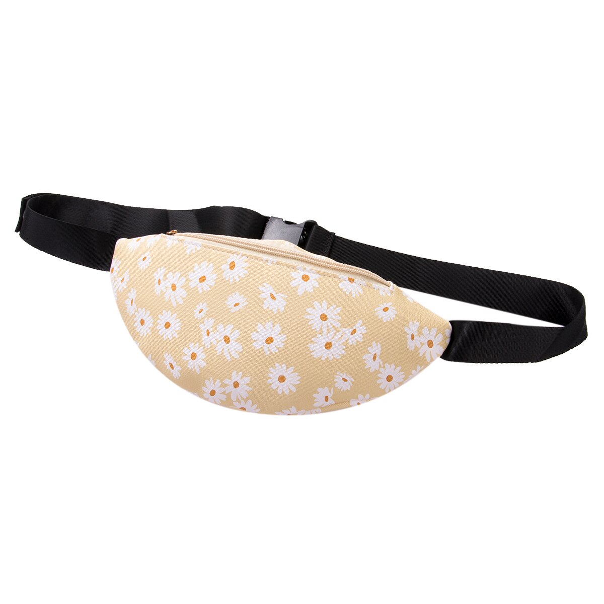 Bolsa de cintura feminina margarida impressão pacote de cintura em forma de bolinho ajustável saco de peito feminino bolsa de cinto de viagem sacos de banana fanny: Amarelo