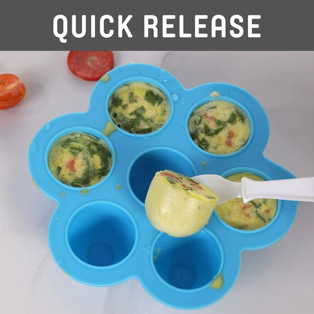 2 Pack Silicone Egg Bites Molds with Lid For 5 6 8 qt Instant Pot Accessories Silicone 7-hole food supplement box