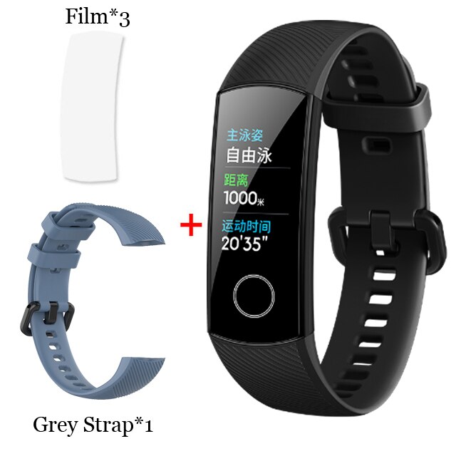 Original huawei honor band 5 pulseira inteligente oxímetro tela de toque cor mágica nadar detectar freqüência cardíaca sono nap honra band5: BLK n film GRY