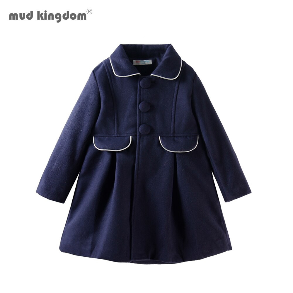 Mudkingdom Meisjes Winterjassen Wol Solide Single-Breasted Prinses Lange Overjassen