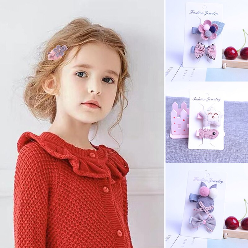 2 Pcs/set Lovely Princess Flower Baby Hair Clips Hairband Cute Cartoon Baby Girl Hair Clip Hair Accessories Barrettes Haarband