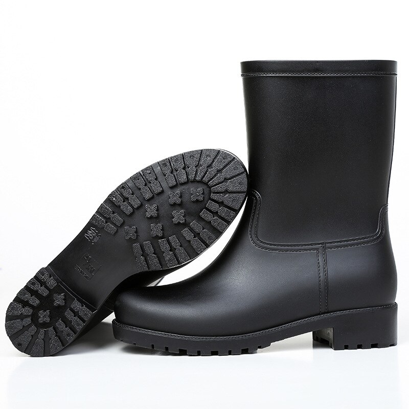 Aleafalling vesikengät naiset vedenpitävät bota mujer saappaat naisten sadesaappaat zapatos naisten sadesaappaat kumiset nelikulmaiset kengät  w006: Musta / 8