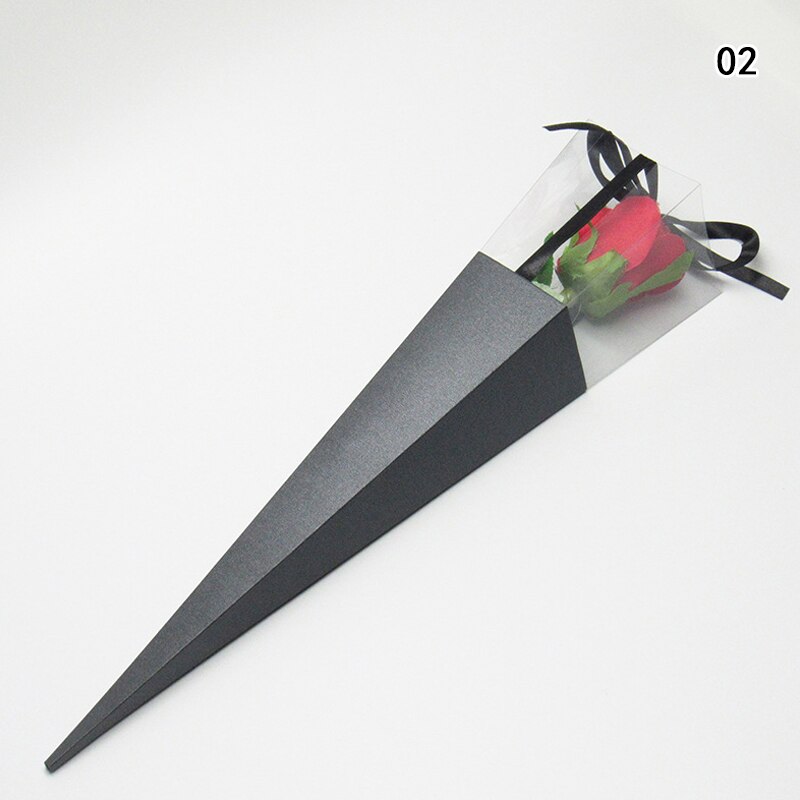 Färgglad kon enstaka blommor papperspåse förvaring med sidenband florist blomförpackning förvaring för festivalbröllop 42cm