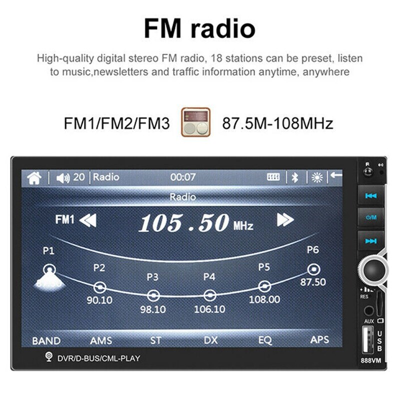 HD for Car MP5 Player Bluetooth o AUX USB Player with ligent Voice Driving Recorder