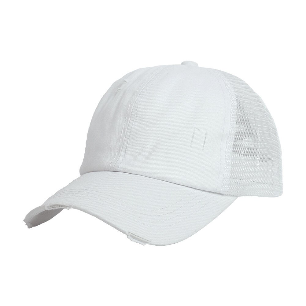 Verano coleta mujer gorra de béisbol entrecruzado al aire libre deporte ajustable gorra xr: Blanco