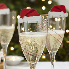 10 stks/partij Kerst Decoraties Voor Thuis Tafel Plaats Kaarten Christmas Santa Hoed Wijn Glas Decoratie Nieuwjaar Feestartikelen