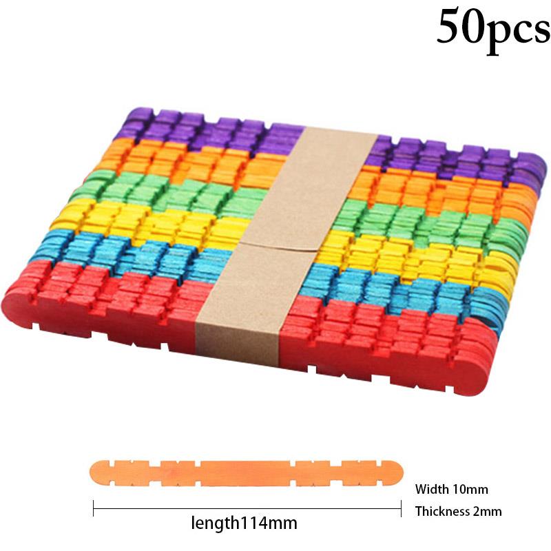 50pcs Popsicle Stick Ice Cube Maker Cream Tools Model Colorful Special-Purpose Wooden Craft Stick Lollipop Mold Accessories Tool: 4