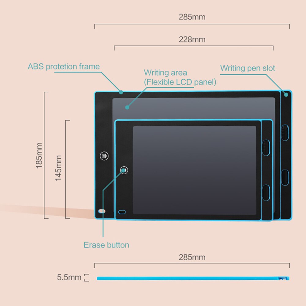 12 inch Portable Smart LCD Writing Tablet Electronic Notepad Drawing Graphics Handwriting Pad Board ultra-thin Board