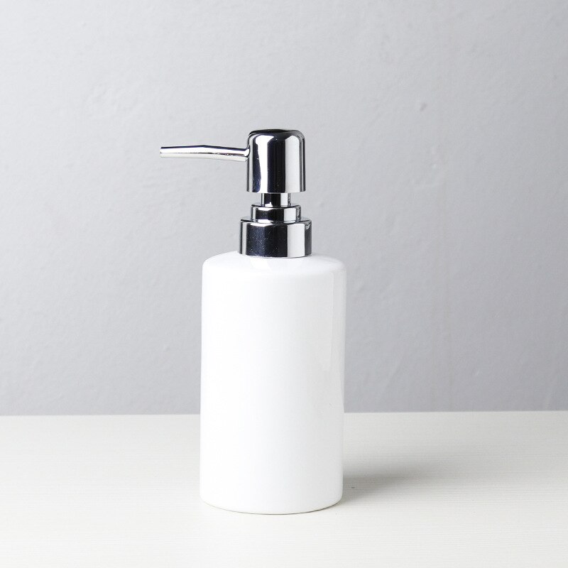 MOIIO distributeur de savon liquide, accessoires de salle de bains, shampoing, Simple, Gel douche, noir, blanc, bouteilles à pression en céramique: Single White