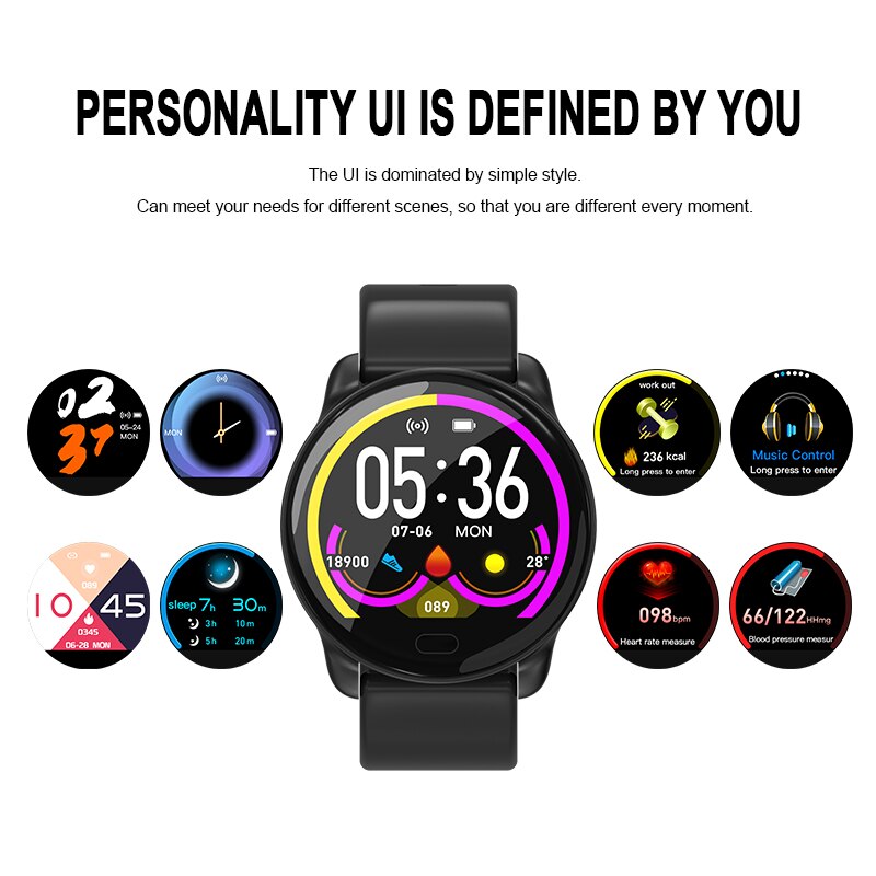 696 K9-WF Full Touch Pedometer Smart Watch Fitness Tracker Heart Rate Monitor Blood Pressure Smartwatch Monitor Smart Bracelet