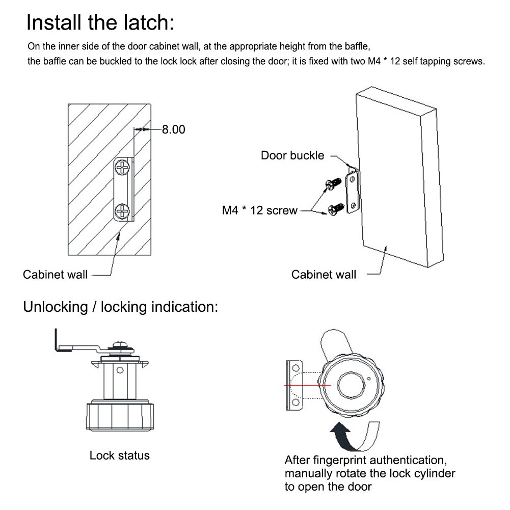 Office File Security Anti Theft Cupboard Home Furniture Sensitive Smart Cabinet Lock Door Drawer Invisible USB Rechargeable