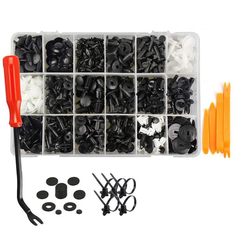 435 Pcs Car Retainer Clips & Plastic Fasteners Kit - 19 Most Popular Sizes Auto Push Pin Rivets Set -Door Trim Panel Clips For