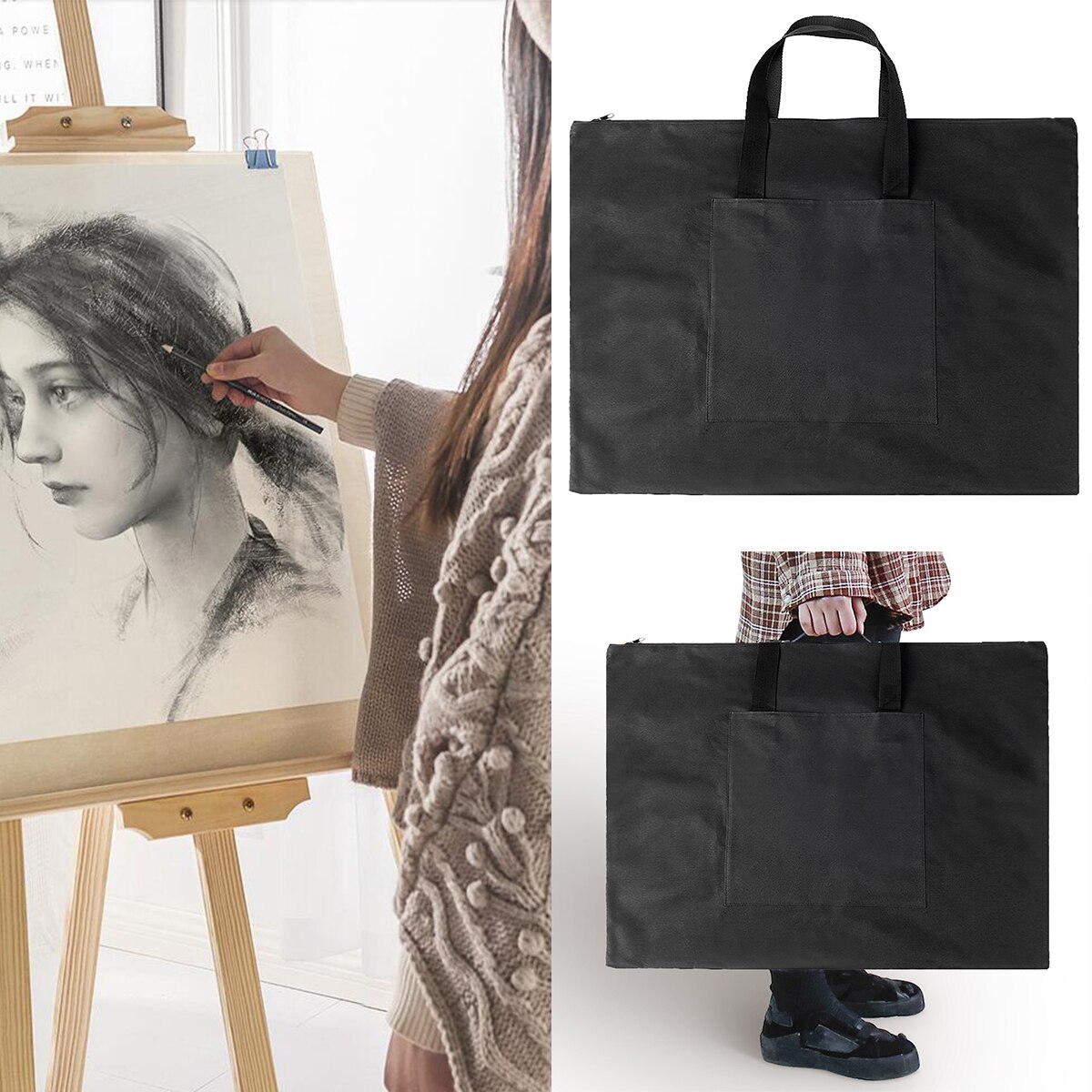A2 Drawing Painting Board Storage File Bag ​​Document Handbag Drawing Board Bag Adjustable Strap Shoulder Bags