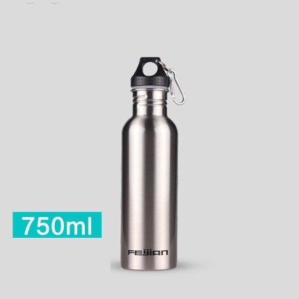 304 sport vandflasker i rustfrit stål 1800ml lækagesikker hætte kan holde isterninger gym kantine tumbler vandflaske med låg: 750ml