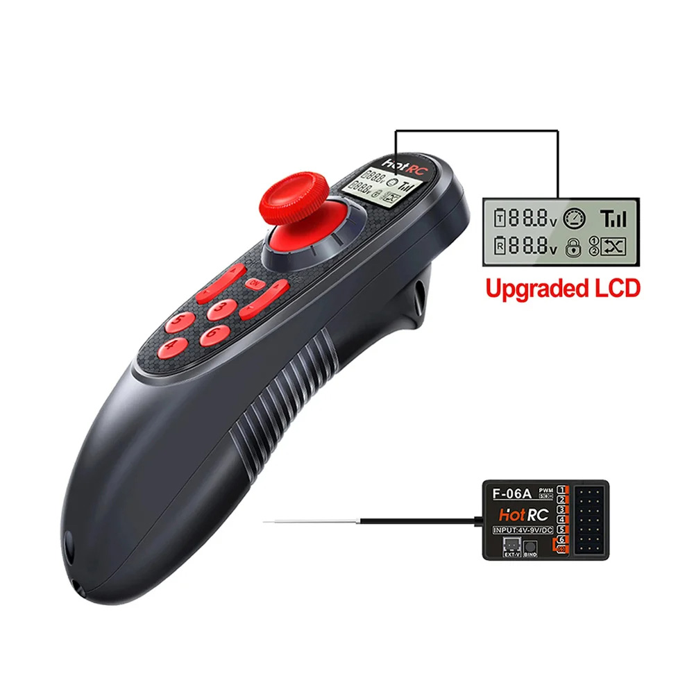 HOTRC DS-600 6CH 2.4GHz Radio Systeem Zender met F-06A Ontvanger voor RC Botens
