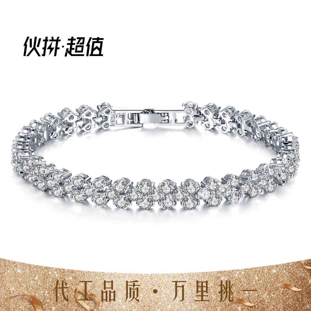 Enkele Rij Strass Armband Voor Vrouwelijke Charme Rome Kristal Armbanden Vrouwen Bruids Bruiloft Sieraden