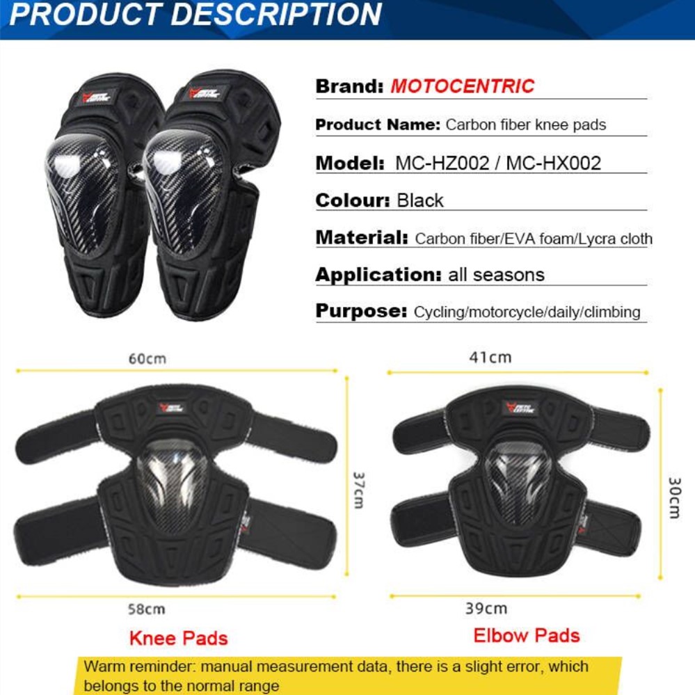 Ginocchiere per gomiti per moto Protezioni riflettenti per equitazione da motocross Equipaggiamento protettivo per ciclismo antigoccia in fibra di carbonio Sport all'aria aperta