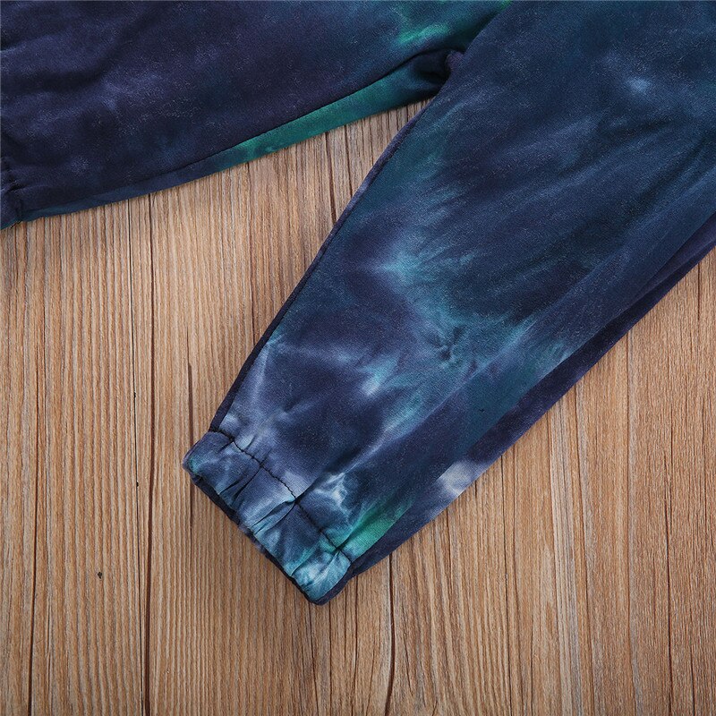 1-5Years Autumn Clothes Set Kids Home Service Suit Tie-dye Printing Long Sleeve Tops+Pants Toddler Clothes Kids Boy Outfits