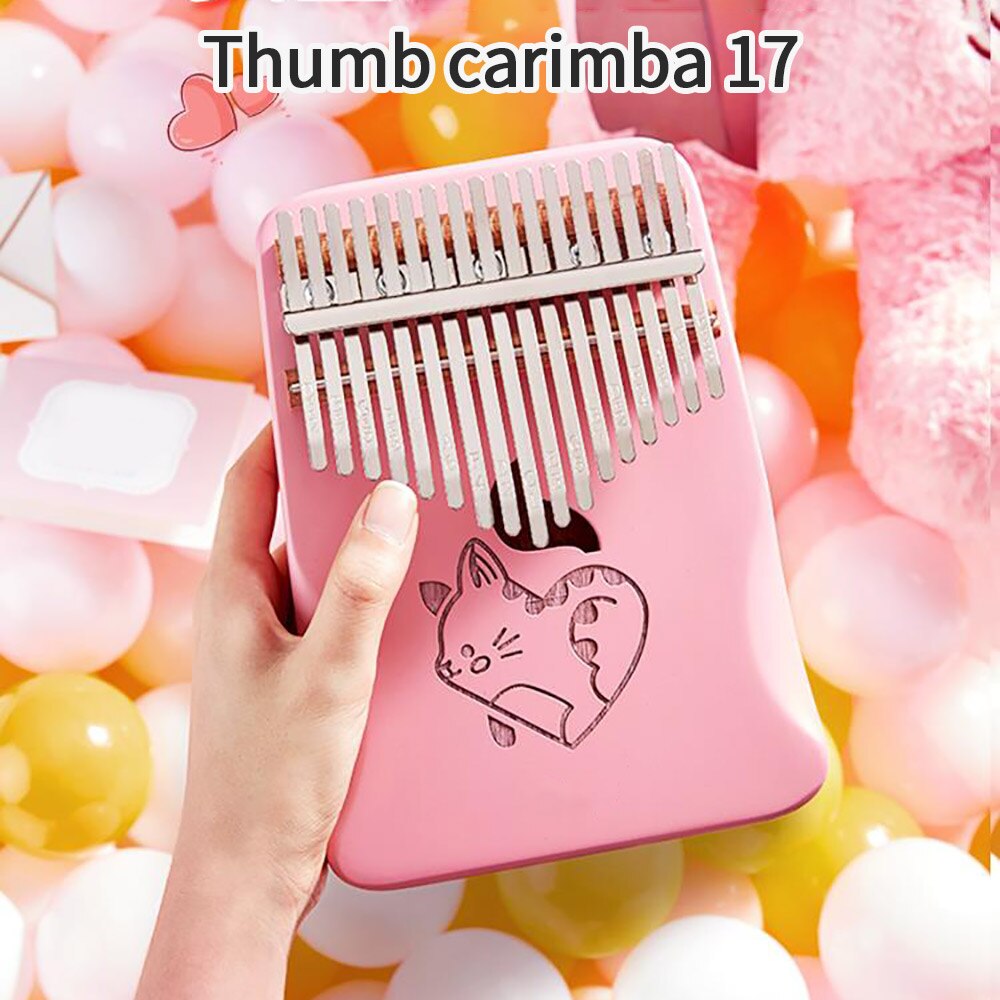 17 Key Mahogany Pink Thumb Piano Finger Instrument Pink Portable Finger Piano For Beginner Portable Piano Africa Finger Piano