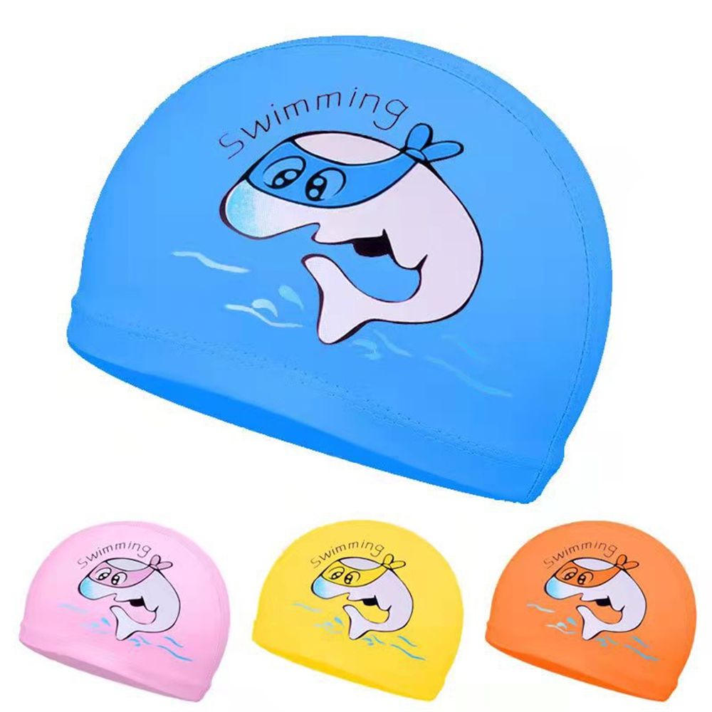 Kinderen Elastische Comfortabele Oor Bescherming Cartoon Dolfijn Pu Doek Kids Badmuts Duiken Strand Hoed